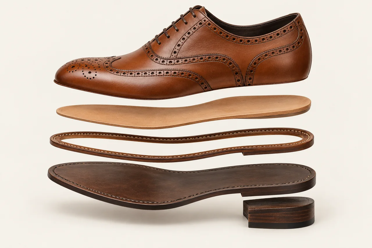 Representative footwear construction with separated layers and components