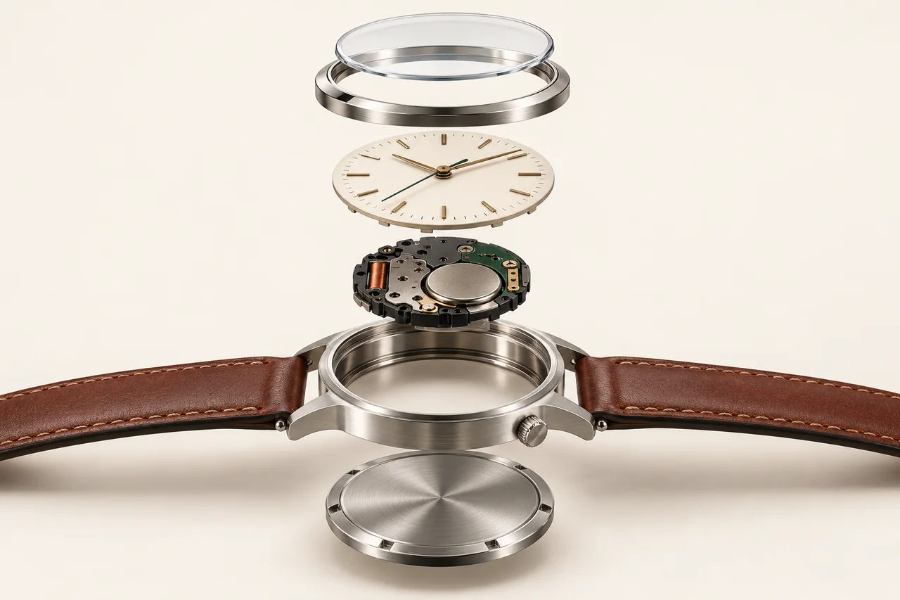 Representative keys & watches construction with separated layers and components